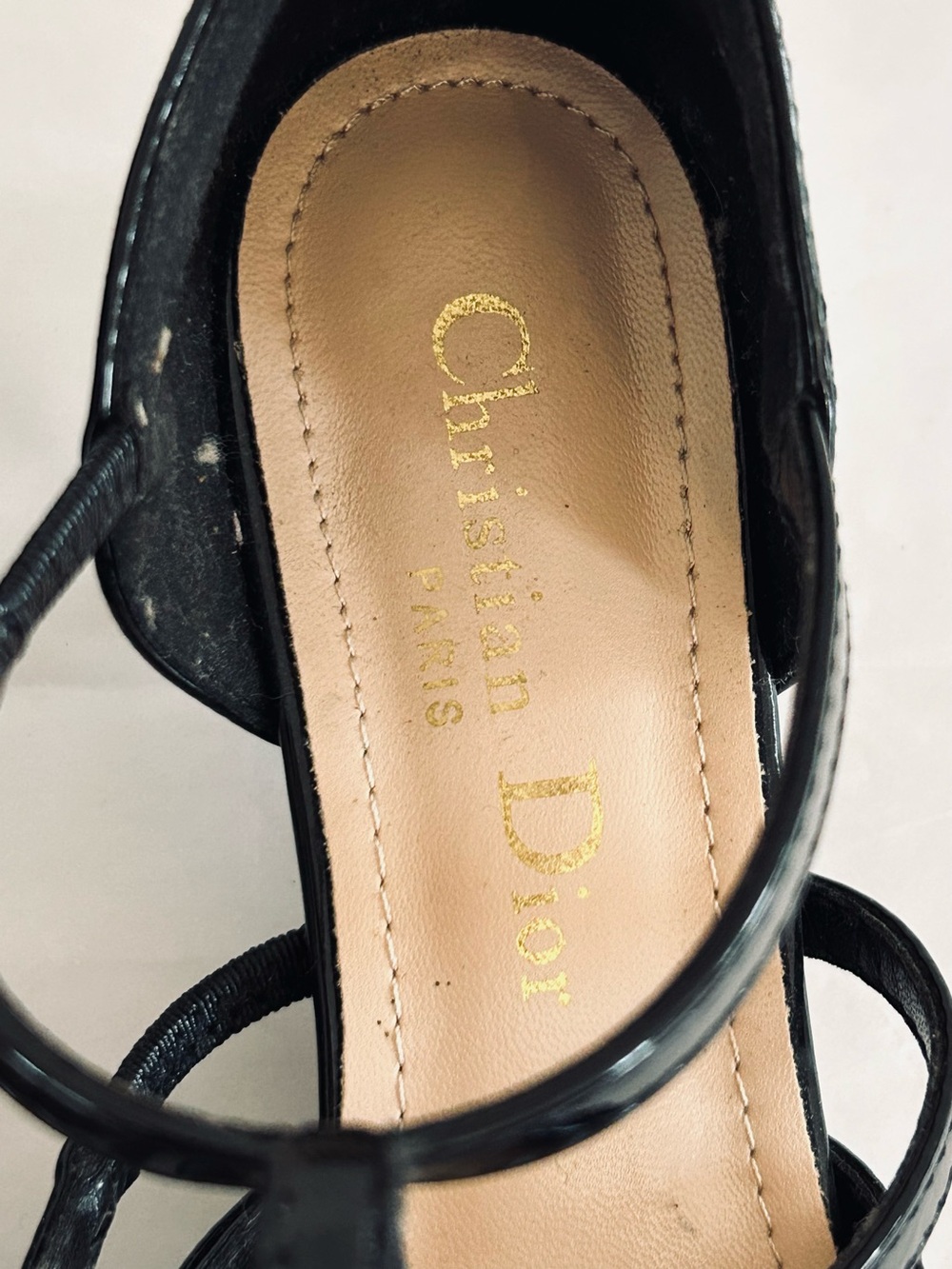 Christian Dior Patent Leather Strappy Mary Jane's w/ Silver Leather Name Plate - Picture 3 of 11
